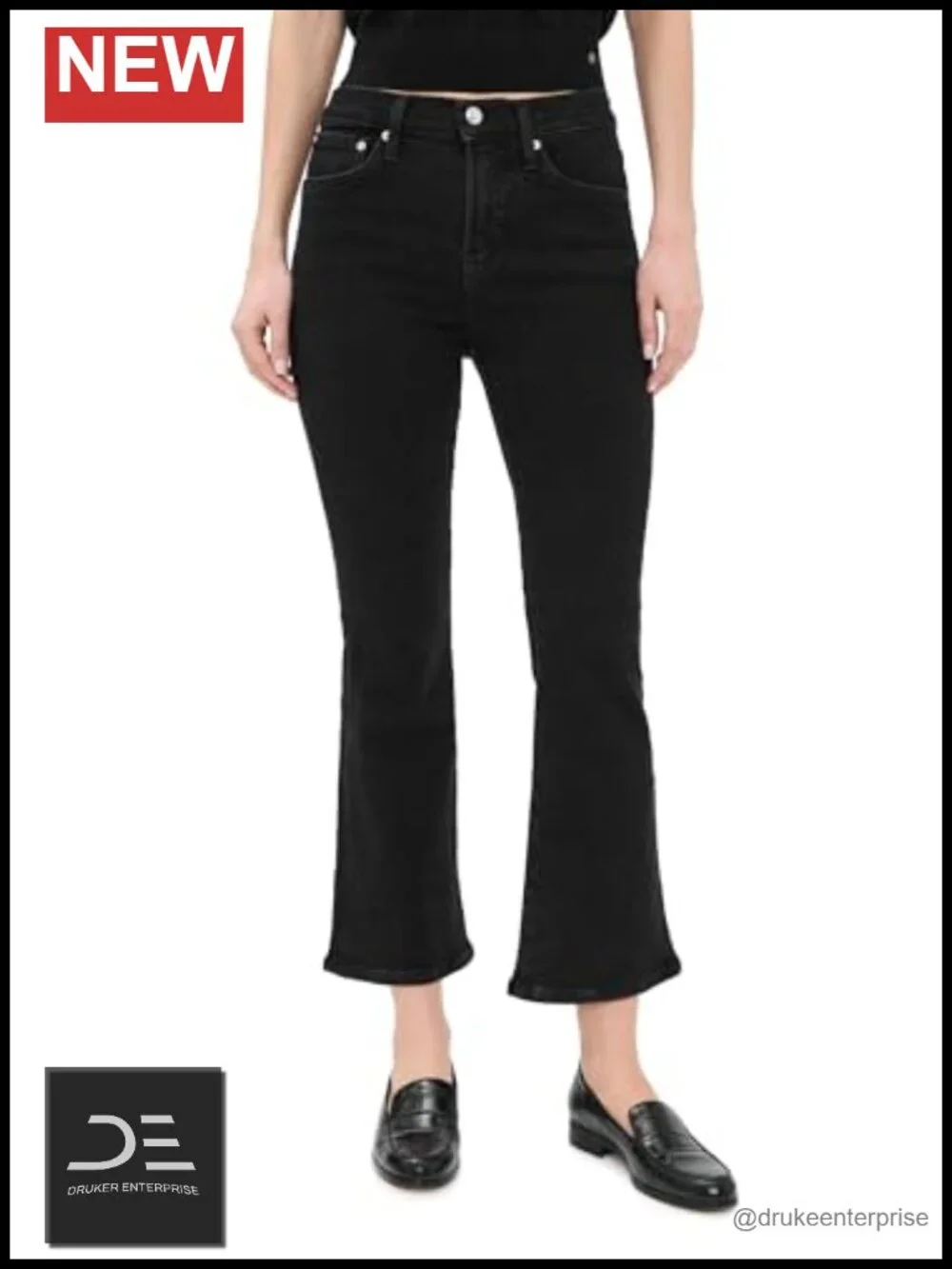 Women's Mid-Rise Flare Crop Jeans with 5-Pocket Styling